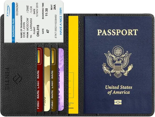 Vista 9 de Fintie - Funda para pasaporte, billetera de viaje delgada con bloqueo RFID, estuche para tarjetas, protector para pasaporte, elementos esenciales
