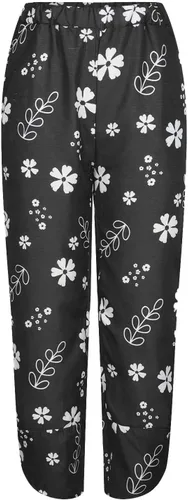 Vista 5 de SMIDOW Pantalones capri para mujer, algodón y lino, pierna ancha, pantalones capri casuales de verano, pantalones recortados para playa, cintura