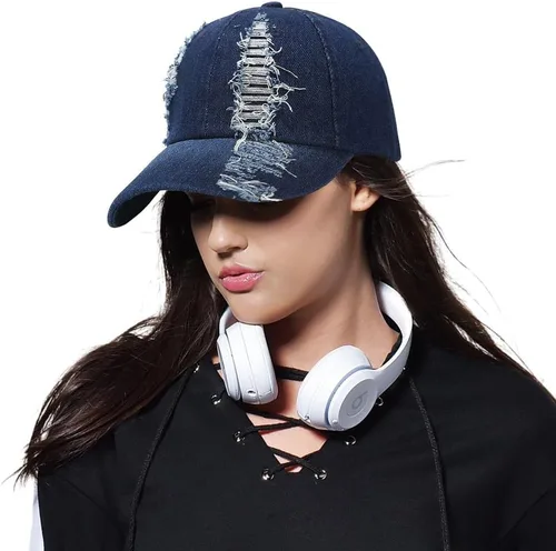 Vista 2 de XYIYI Gorra de béisbol vintage desgastada de algodón ajustable para mujeres y hombres