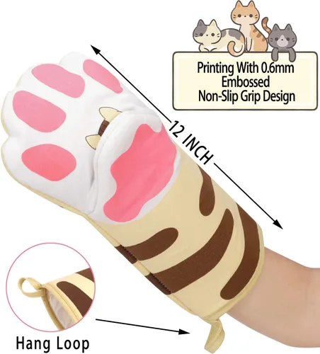 Vista 2 de Divertidos guantes de cocina para horno, accesorios de cocina, resistentes al calor, guantes kawaii para gatos, regalos para amantes de los gatos, 1