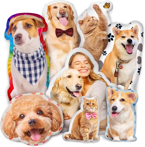 Vista 9 de Easycosy Almohada de fotos personalizada, almohada personalizada con forma de cara, almohada personalizada de animales de peluche para mascotas
