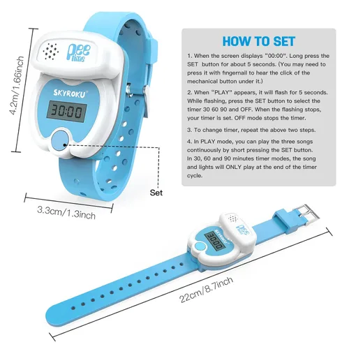 Vista 9 de SKYROKU Reloj de entrenamiento para ir al baño para niños pequeños, bonita forma de inodoro, recordatorios de música y luz, temporizador de cuenta