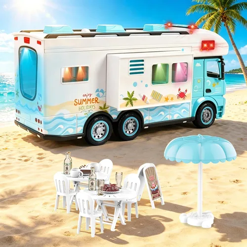 Vista 2 de Dwi Dowellin Camper de juguete RV para niños de 3 a 6 años, color azul