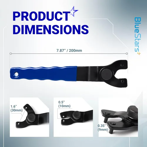 Vista 2 de BlueStars SEWA20 - Llave amoladora universal ajustable para amoladora de tuerca de bloqueo, compatible con Dewalt Bosch y otras amoladoras