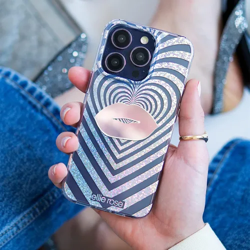 Vista 2 de Ellie Rose Calcomanía de espejo para smartphone, adhesivo para labios con dije de espejo para teléfono