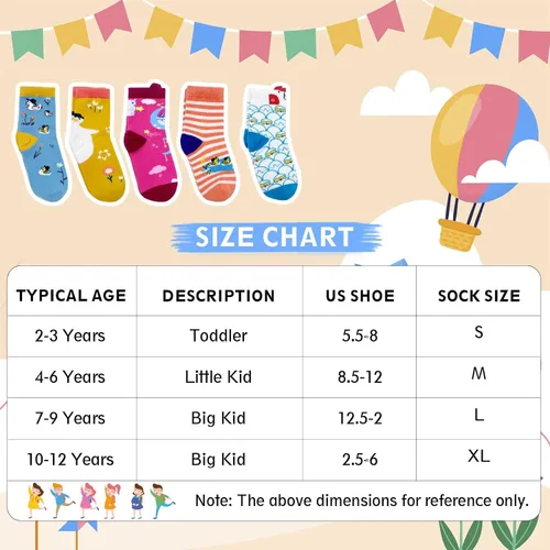 Vista 7 de Hellomamma Girls Toddler Cotton Crew Socks Kids Novelty Animal Soft Funny Fashion Casual Breathable Childs Socks 5 Pairs