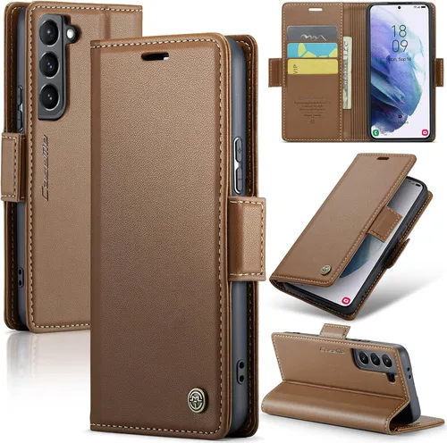 Vista 13 de Funda tipo cartera compatible con Samsung Galaxy S21 con tarjetero de bloqueo RFID, funda de piel con función atril para Samsung Galaxy S21 de 6.2