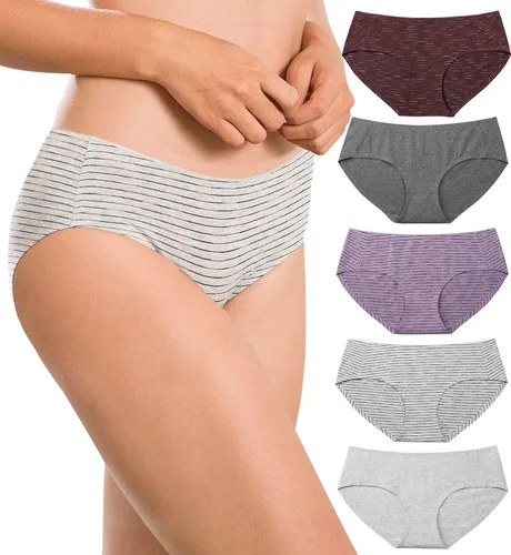 Vista 9 de Altheanray Ropa interior de algodón para mujer, sin costuras, suave, hipster, bikini de tiro medio Blackwhiteskin