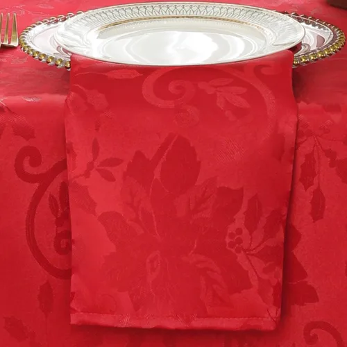 Vista 8 de SASTYBALE Mantel rectangular de Navidad, mantel jacquard verde de 60 x 102 pulgadas con patrón floral de flor de pascua, mantel de tela de damasco