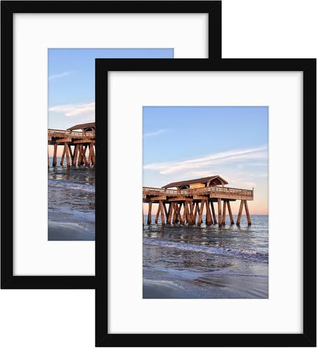 Vista 15 de Golden State Art, Portarretratos de 12 x 16 pulgadas, madera maciza con cristal real, para exhibir fotos de 8 x 12 pulgadas con paspartú o de 12 x