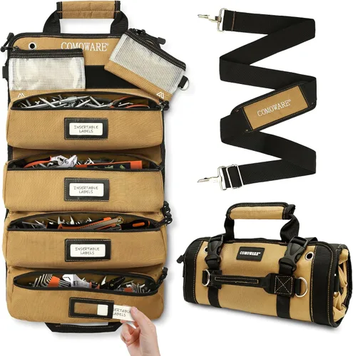 Vista 8 de COMOWARE 13-Inch Tool Bag, Zip-top Wide Mouth Open top Tool Bag, Large Capacity Tool Organizer with Inside Pockets, Blue Tool Tote Bag for
