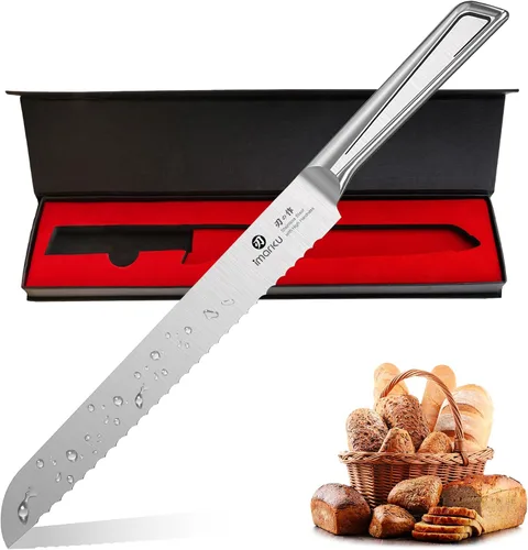 Vista 24 de imarku Cuchillo japonés Santoku de 7 pulgadas, 10Cr15CoMoV de 3 capas de Cuchillo de chef de cocina ultra afilado de alto carbono 59±2 HRC, afilado