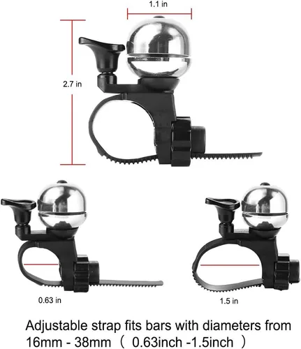 Vista 6 de Accmor Campana de bicicleta clásica, campana de bicicleta ajustable que se adapta a cualquier manillar de bicicleta, campana de bicicleta universal