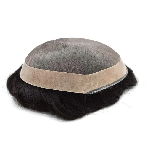 Vista 4 de Toupee - Sistema de reemplazo de piezas de cabello humano real, unidades de cabello humano real, parche de cabello tipo tupé, pieza de cabello