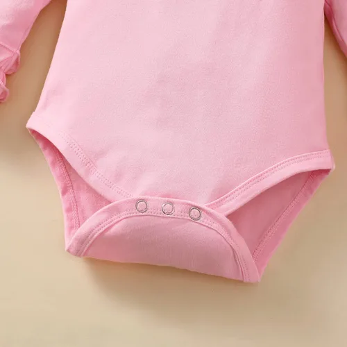 Vista 15 de Mameluco de manga larga con volantes para bebé y niña, mameluco de una pieza, color liso