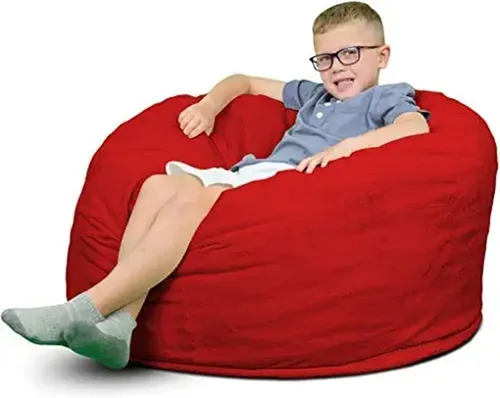 Vista 10 de Ultimate Sack 3000 Silla Puf de 3 Pies, Funda de Gamuza Burdeos – Tumbona de Espuma de Gran Tamaño, Asiento de Suelo, Sofá Pequeño, o Cama Sofá