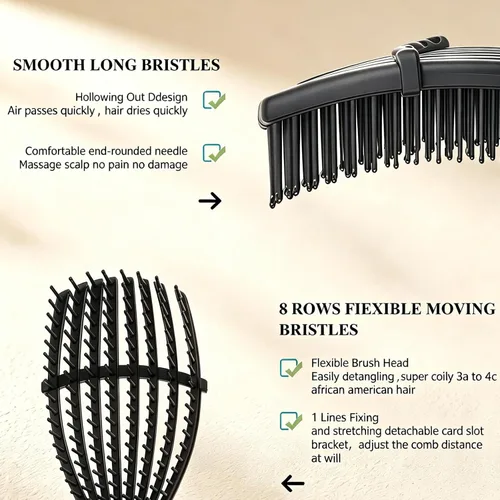 Vista 2 de URTHEONE Cepillo desenredante para cabello rizado, grueso, fino, ondulado, uso en seco y húmedo para mujeres, hombres y niños, cepillo portátil