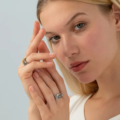 Vista 2 de Vikeney 2 anillos ajustables de mantra Feng Shui Pixiu para hombres y mujeres, amuleto budista de la suerte, mantra, protección cuádruple, riqueza