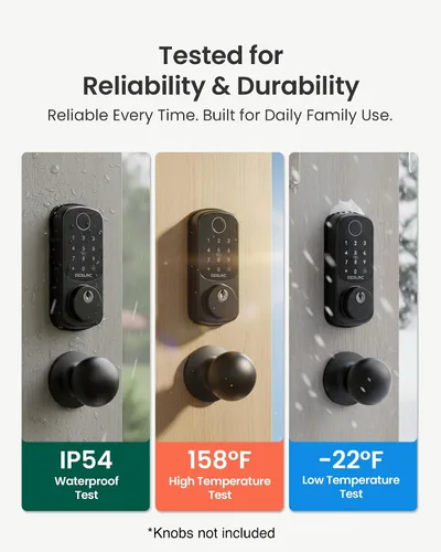 Vista 10 de DESLOC B200 - Cerradura inteligente de puerta con control de aplicación, cerrojo de entrada sin llave para puerta delantera, bloqueo automático