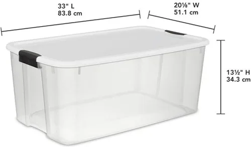 Vista 3 de Sterilite Paquete de 8 bolsas de almacenamiento ultra, recipientes de plástico con tapa, 116 cuartos de galón y 70 cuartos de galón, transparentes