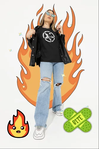 Vista 4 de Camiseta Skull Star para hombre Mujer Uso casual, aspecto premium