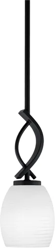 Vista 96 de Toltec Lighting Cavella Stem Colgado Mini colgante, acabado grafito, vidrio de muselina blanca de 4 pulgadas