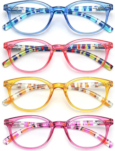 Vista 9 de HEEYYOK 0.50 Gafas de lectura para mujeres, 4 unidades, transparentes, diseño ojo de gato, para caras pequeñas, lentes de lectura flexibles