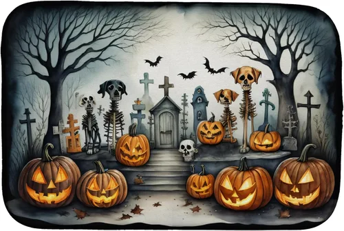 Vista 71 de Caroline's Treasures DAC2223DDM Tapete de secado de platos de Halloween espeluznante de gato negro, tapete absorbente para secado de platos