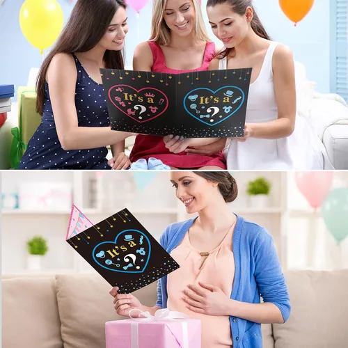Vista 6 de Nezyo Juegos de revelación de género para invitados Revelar género Decoraciones para niños o niñas Invitados Escribir bendición para bebé y firmar