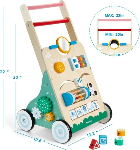 Vista 5 de Andador de madera para niños, 10 en 1 para centro de actividades