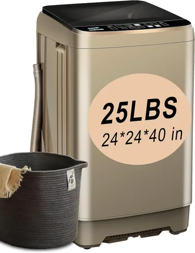 Vista 12 de KRIB BLING Lavadora portátil completamente automática de 17.7 libras, lavadora compacta con pantalla LED, descarga de drenaje, 10 programas