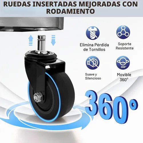 Vista 8 de Taburete de taller rodante con ruedas, taburete de trabajo de garaje resistente para mecánicos, altura ajustable de 22.44"-28.94", silla giratoria