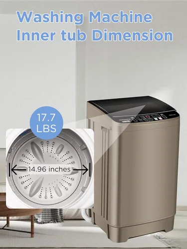 Vista 5 de F.W.WOOLWORTHS - Lavadora completamente automática de 17.7 libras con pantalla LED, lavadora de ropa con bomba de drenaje, 10 programas de lavado