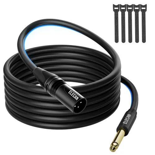 Vista 8 de Elecan Cable de micrófono XLR hembra a TS mono desequilibrado de 1/4 pulgadas 6.35mm 1.2 m, adaptador de cable de conexión profesional