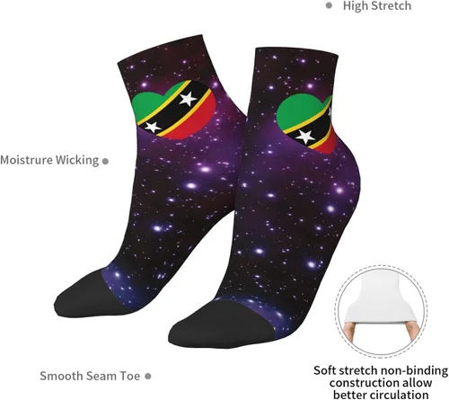 Vista 7 de GDJF Love Saint Kitts And Nevis Flag Heart Ankle Socks Winter Low Cut Sports Warm Breathable Comfort Casual Socks For Mens And Womens