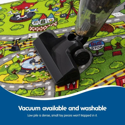 Vista 5 de Booooom Jackson Alfombra Infantil de Tren y Ciudad - Antideslizante, Lavable, Pista de Carreras de Coches para Niños y Niñas