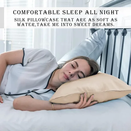 Vista 6 de Funda de almohada de seda de morera para cabello y piel, con cremallera oculta, suave, transpirable, suave, refrescante, fundas de almohada de seda