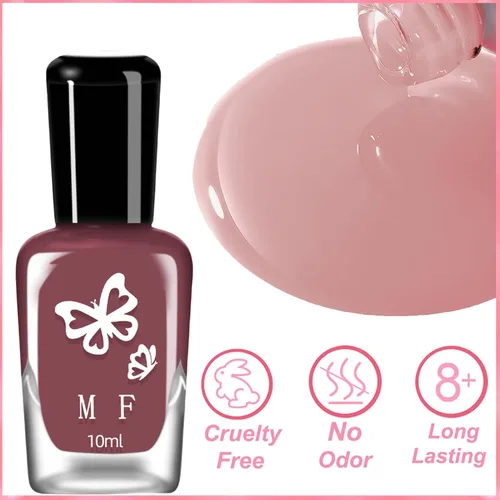 Vista 2 de Esmalte de uñas a base de agua, acabado de gelatina nude, esmalte de uñas rosa nude translúcido, no tóxico, no necesita luz UV, color natural