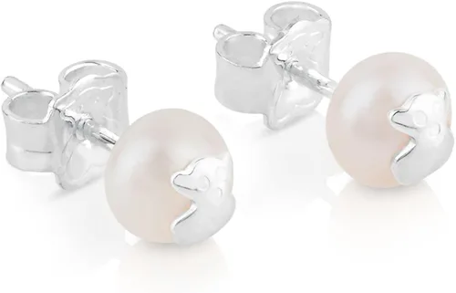Vista 4 de TOUS Bear - Aretes de plata 925 con perlas cultivadas en agua dulce blancas Plata de ley Plata Perla simulada