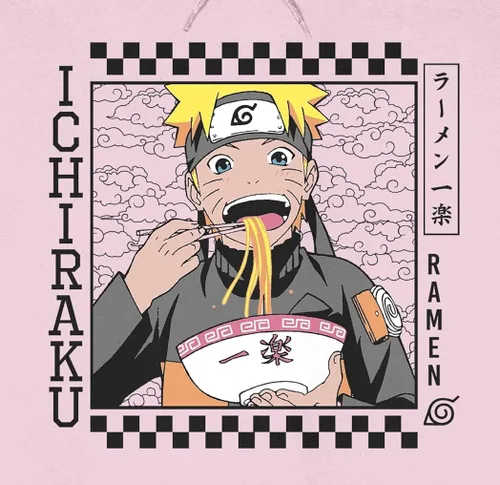 Vista 2 de Bioworld Naruto Shippuden Ichiraku - Sudadera con capucha de manga larga para hombre, Rosado