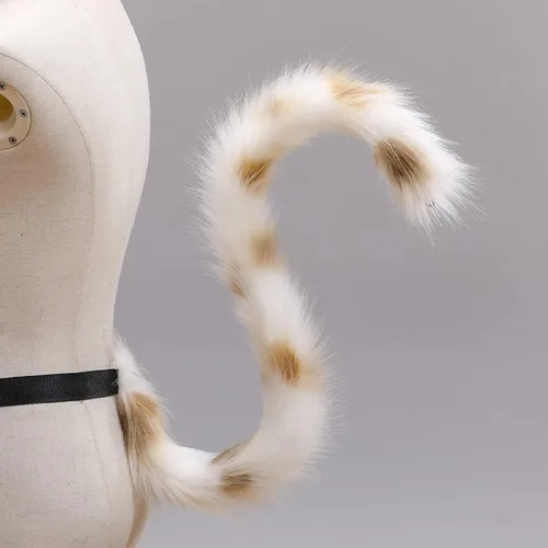 Vista 5 de Fxaelian Juego de 2 diademas largas de cola y orejas de gato para cosplay, accesorios de disfraz