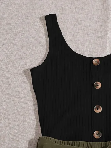 Vista 3 de SOLY HUX Enterizo casual de verano para mujer, sin mangas, trajes de vacaciones, overol corto