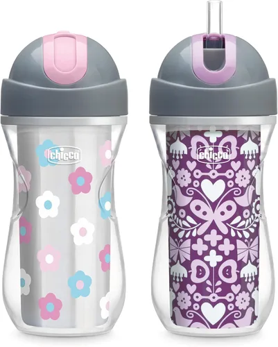 Vista 19 de Chicco Vaso con Pajita Abatible de 9 onzas Vaso Entrenador Aislado para Niños Pequeños con Pajita de Silicona Suave Sin Derrames Fácil