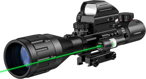 Vista 7 de MidTen 4-16x50 AO Hunting Rifle Scope Dual Illuminated Rangefinder Optics & 4 Holographic Reticle Red/Green Dot Sight & Laser Sight