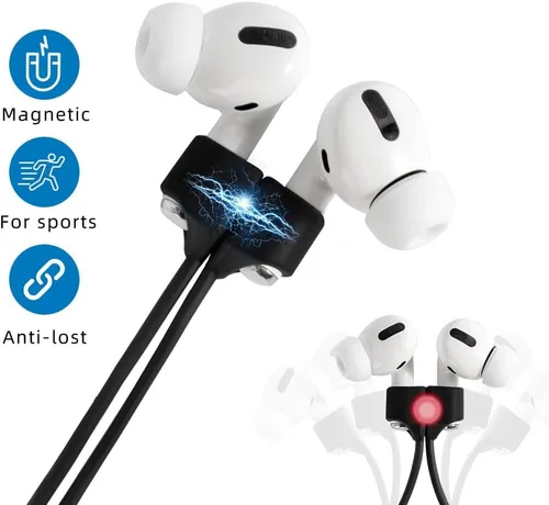 Vista 2 de Correas magnéticas antipérdida para AirPods, paquete de 4 unidades, cordón de cuello de silicona suave con diseño magnético ultra fuerte, compatible