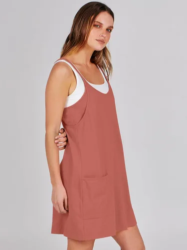 Vista 3 de Caracilia - Vestido corto de verano para mujer, estilo informal, sin mangas, faja moldeadora integrada, vestido de verano moderno, corto, atuendos