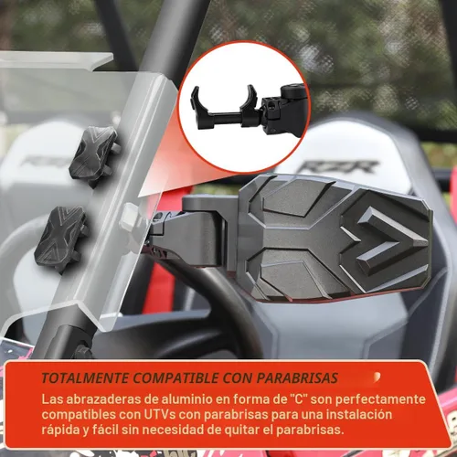 Vista 4 de SHEJISI Espejos laterales UTV, espejo UTV plegable y restablecimiento automático en caso de colisión, se adapta a barras antivuelco de 1.5 a 2