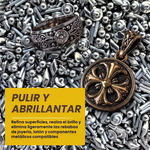 Vista 4 de Granalla de acero inoxidable de 1/8" para joyería - Mezcla de 4 formas para pulido de joyas (diagonales, balcones, bolas y pasadores) - BC