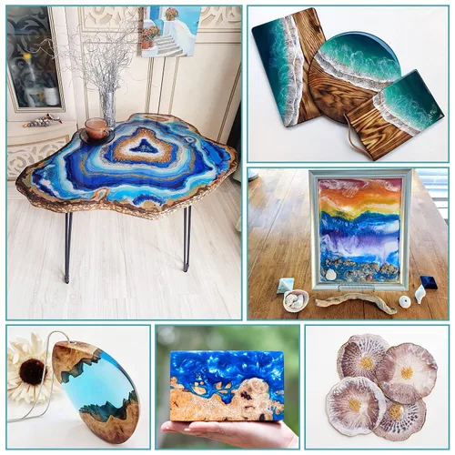 Vista 6 de SmartArt - Kit de resina epoxi de 2 galones, fácil de usar, transparente, súper brillante, duradero, resistente a los rayos UV, para artes