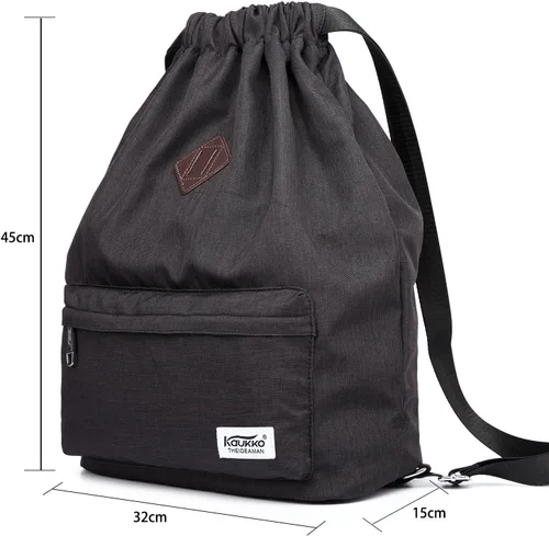 Vista 2 de KAUKKO Mochila deportiva con cordón para gimnasio, yoga, mochila de hombro para hombres y mujeres, L, Mochilas Daypack